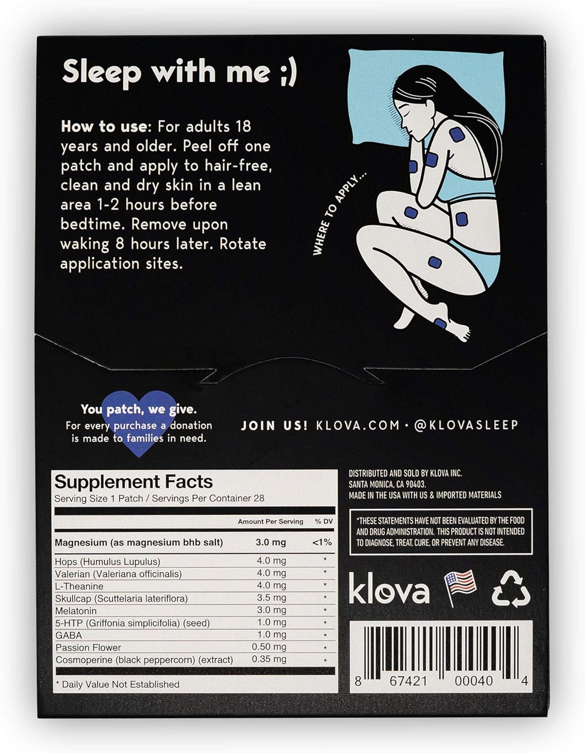 Klova Sleep Patch with Melatonin and Natural Ingredients Promotes restful Sleep and eliminates Jet lag: Health & Personal Care