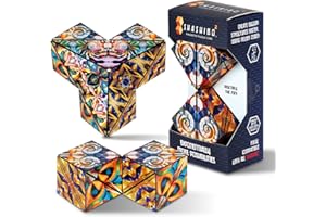 Shashibo Squared Shape Shifting Box – Next Generation XL STEM Magnetic Fidget Cube That Transforms Into Over 70 Shapes – Pairs w/All Shashibo Cubes - Download Fun in Motion Toys Mobile App (Atlantis)