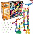 Marble Genius 115 pcs Glow Marble Run Track Race Starter Set for Kids Age 4+, Glow in The Dark, STEM Educational Building Block, Color Instruction Manual, Easter Gifts for Kids
