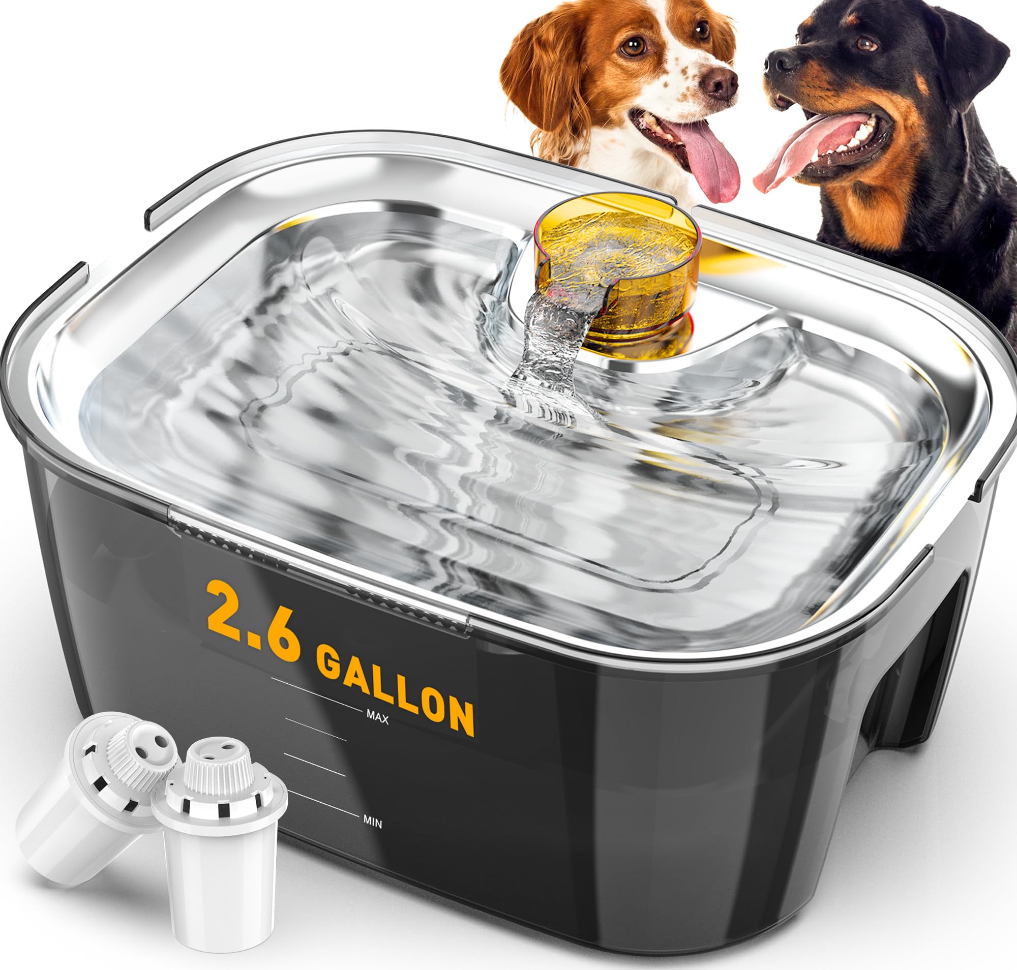 Photo 1 of Dog Water Fountain, Dog Water Fountain for Large Dogs Stainless Steel, Large Dog Water Bowl Dispennser 2.6Gal 10L Pet Water Fountain, BPA Free