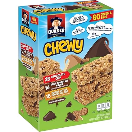 Quaker Chewy Granola Bars 3 Flavor Assortment 60 Count 50 7oz