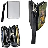 Sublimation Small Coin purse Women's Wallet Leather Coin credit Card holder Diy Craft (black)