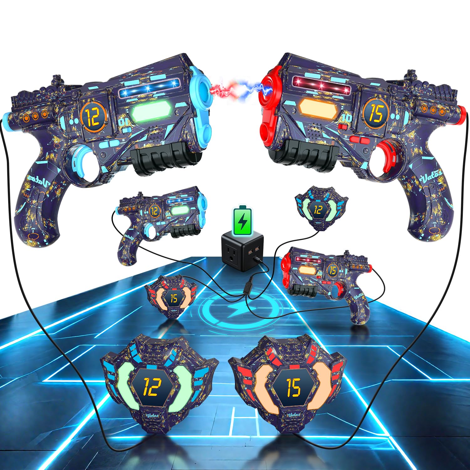 VATOS Rechargeable Laser Tag Set of 2 Guns 2 Vests - Infrared Real-time Data SYNC Laser Tag Gun with Glowing Light, Lazer Tag Game for Adults, Laser Tag Gun Set of 2 for Boys Girls Age 6-12 Years Old β image 1