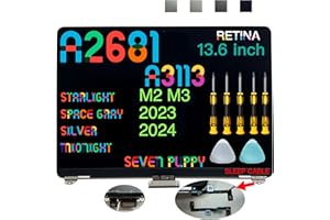 Seven Puppy Replacement for Mac14,2 MacBook Air 13.6" M2 2022 A2681 EMC 4074 M3 2024 A3113 EMC 8611 13.6 inches 2560x1664 Full LCD Screen Display Complete Assembly (Midnight)
