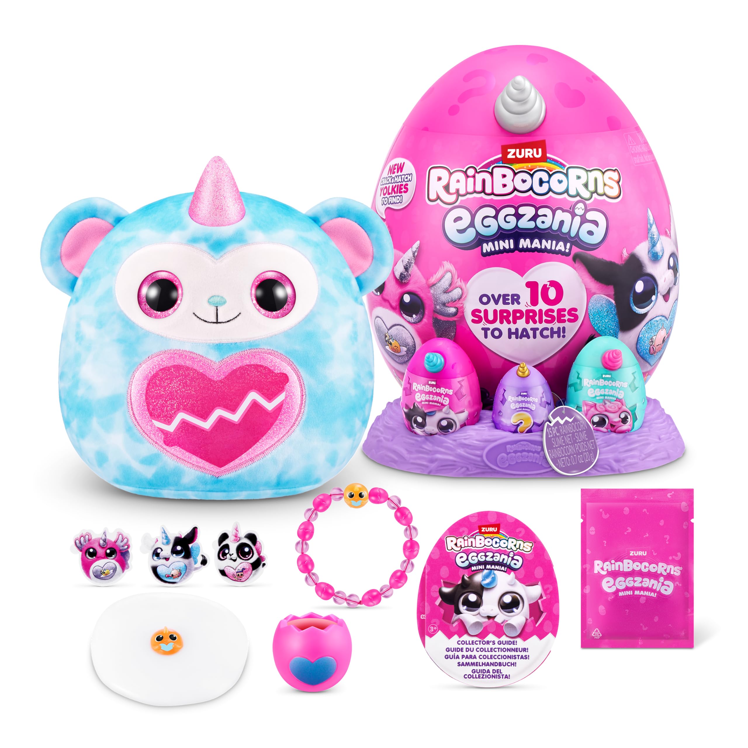 Rainbocorns ZURU Eggzania Mini Mania, Monkey, by ZURU Plush Surprise Unboxing with Animal Soft Toy, Idea for Girls with Imaginary Play (Monkey)