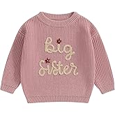 Ayalinggo Big Sister Little Sis Matching Outfits Knit Sweatshirt Oversized Pullover Sweater Toddler Fall Winter Clothes