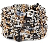 SPUNKYsoul Beaded Stretch Bracelet – Boho Multi-Row Look Bracelet, Vibrant Resort-Style Statement Jewelry