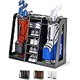 GoSports Premium Wooden Golf Bag Organizer and Storage Rack - Black, White or Brown Finish - Holds 2 Golf Bags