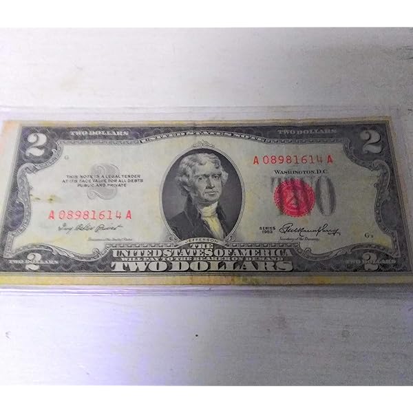 Amazon Com 2 Dollar 1953 A Red Seal Old Usa Legal Tender Note United States Paper Money Bill Everything Else