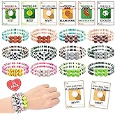 MOVINPE Valentines Day Exchange Gifts for Kids Classroom, 24 Pack Sports Charm Friendship Bracelets with Valentines Day Cards, Classroom Prizes, Valentine’s Day Cards for Kids School Bulk