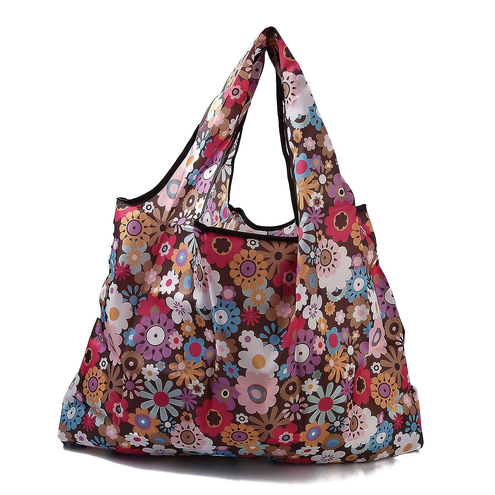 BEEFLYING 3 Pcs Foldable Shopping Bags Nylon Reusable Waterproof Tote Bag Foldaway Shopping Bags for Shopping Travel Outdoor Camping (52.5×60×0.15cm)