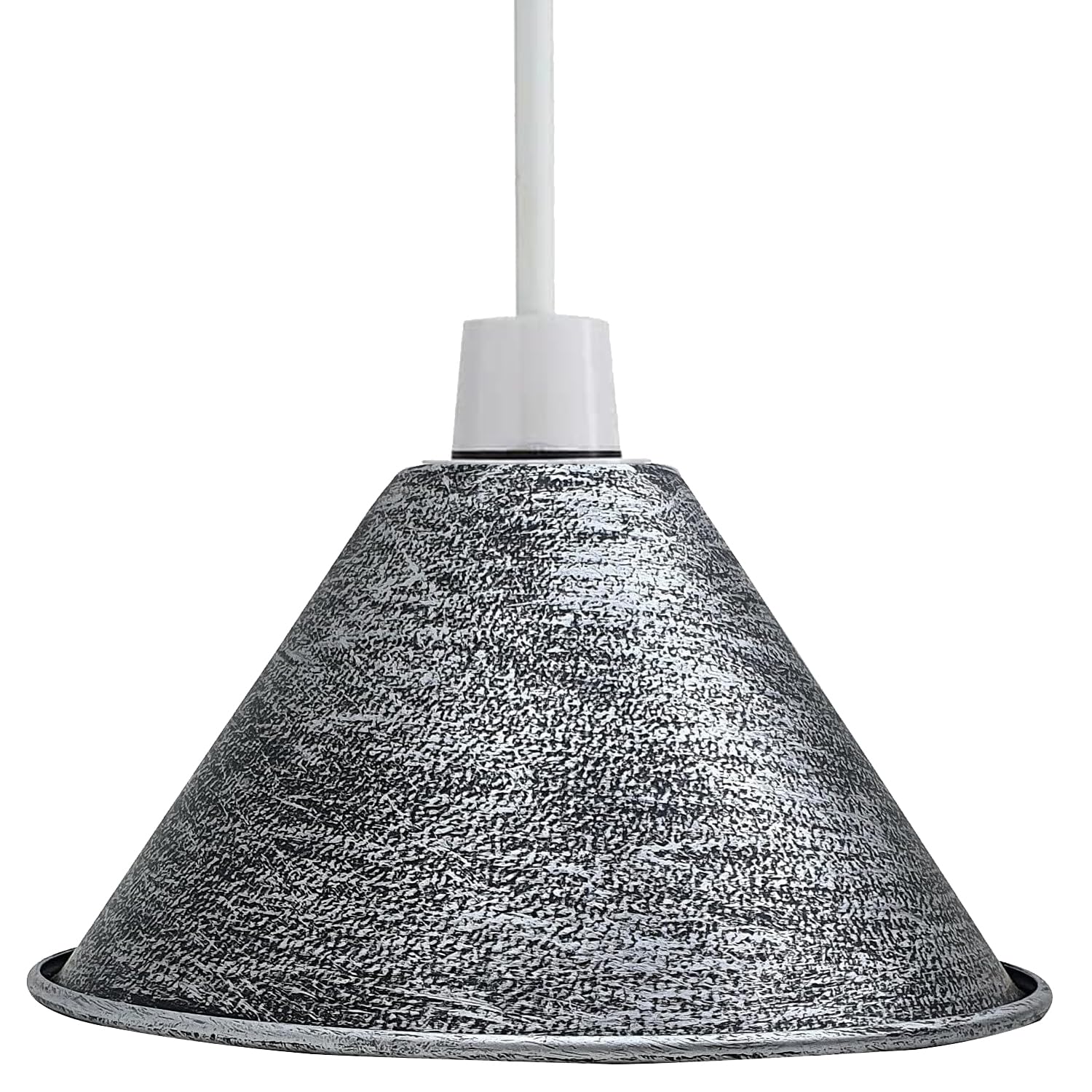 LEDSone Modern Industrial Metal Ceiling Light Shad Easy Fit Pendant Lamp Shade for Living Room, Kitchen, Hallway with Free Reducer Plate (Brushed Silver)