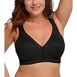DotVol Women's Full Figure Front Closure Wirefree Jacquard Back Support Posture Bra at Amazon