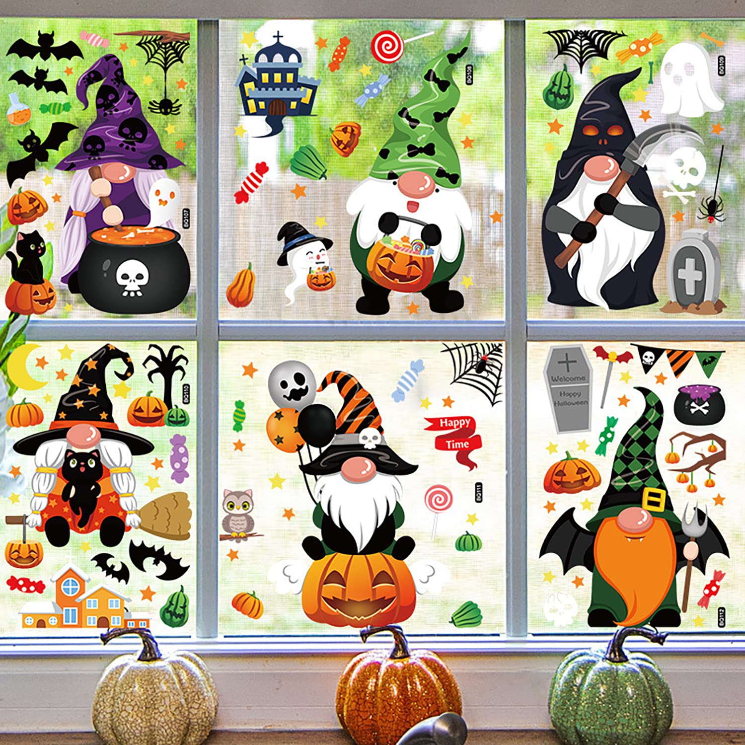Halloween Decorations Sale Clearance, Halloween Window Sticker Decoration, Halloween Stickers Thanksgiving Window Sticker for Halloween Thanksgiving Decoration (Halloween Window Stickers, 6 Pieces)