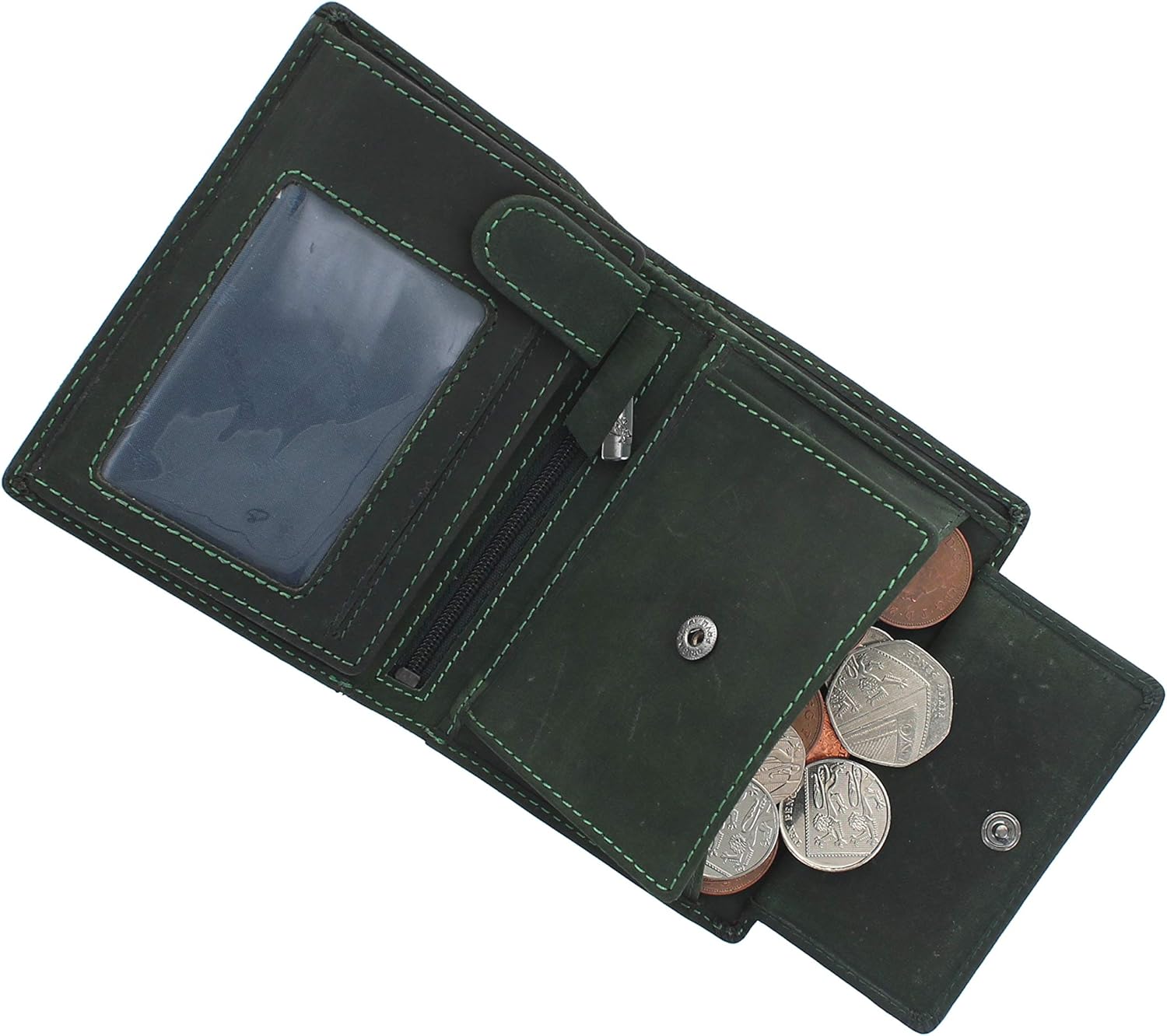 VISCONTI Oiled Leather Rifle Wallet 709 Oil Green RFID - Image 5