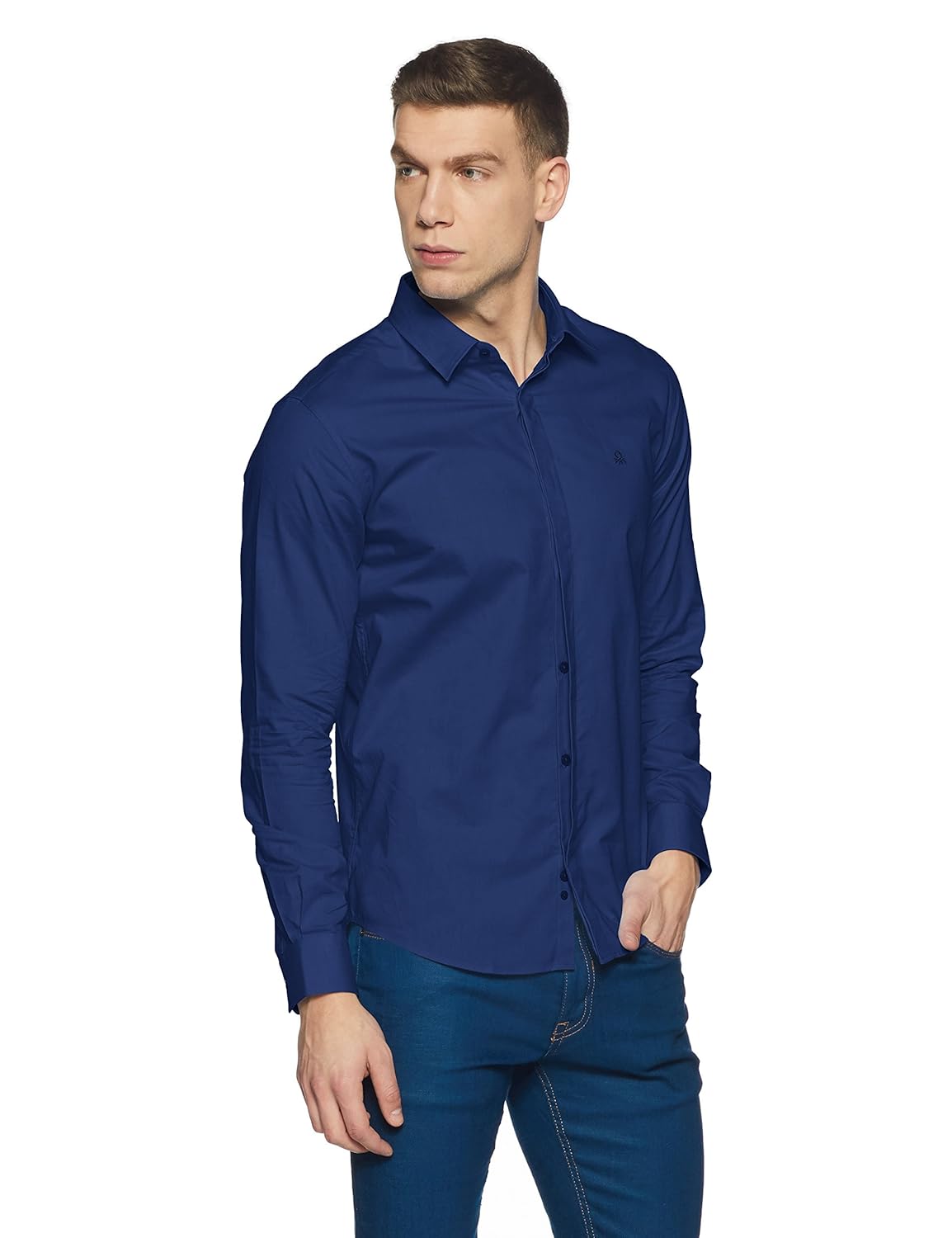 united colors of benetton men's solid slim fit casual shirt