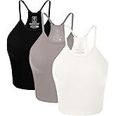 BAMBOO COOL Women's Seamless Tank Top Moisture-Wicking Workout Ribbed Camisoles U-Neck Camis 3-Pack