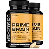 Nootrix Prime Brain Nootropic Supplement | Supports Memory, Mental Focus, Cognitive Health & Energy | Promotes Healthy Mood & Brain Function | Ginkgo Biloba, Lion's Mane & L Theanine | 180 Capsules