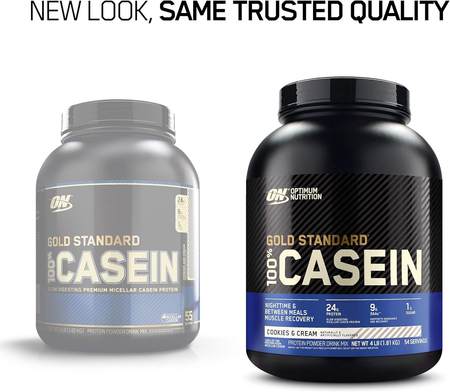 Optimum Nutrition Gold Standard 100% Micellar Casein Protein Powder, Slow Digesting, Helps Keep You Full, Overnight Muscle Recovery, Cookies and Cream, 4 Pound (Packaging May Vary): Health & Personal Care