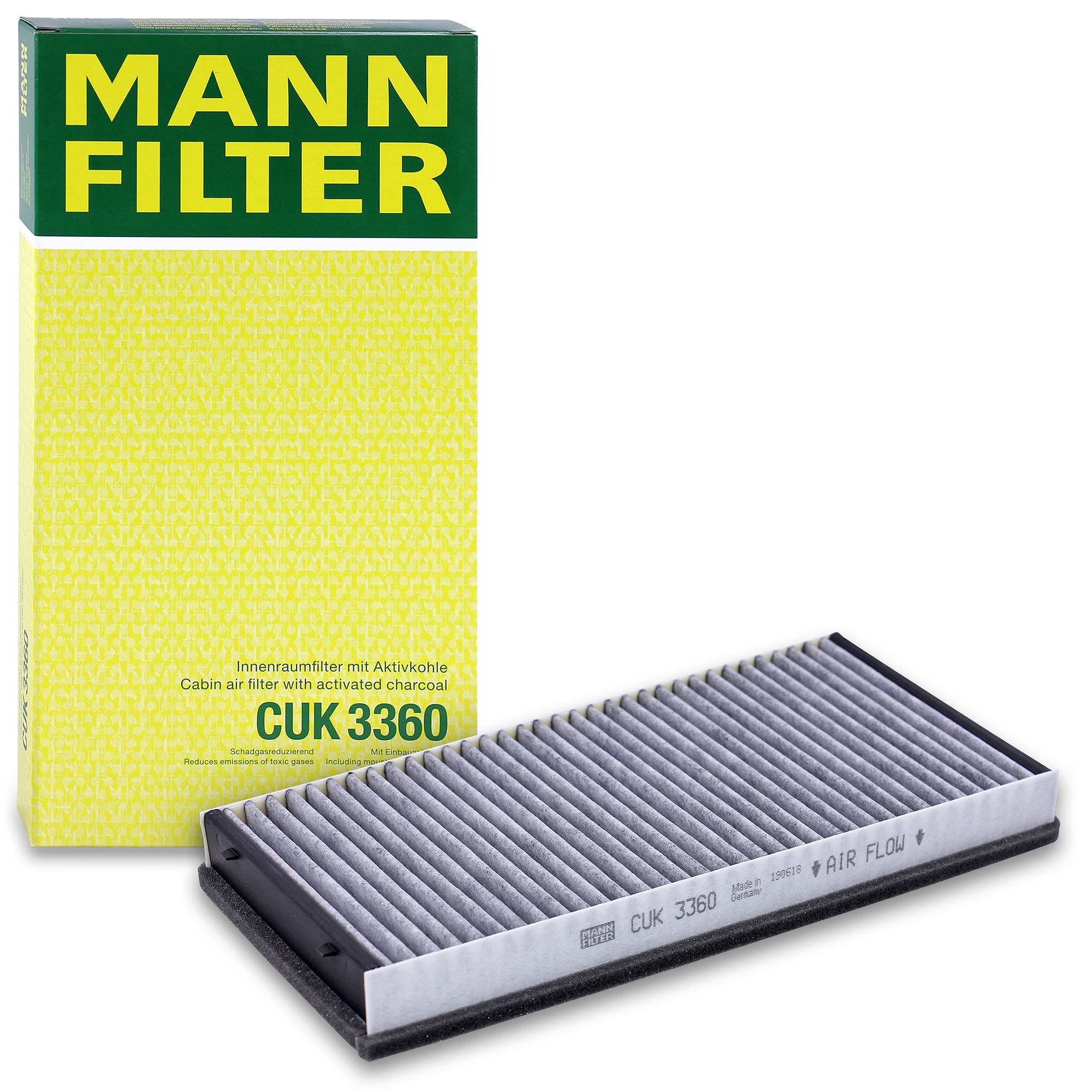 MANN-FILTER CUK 3360 Cabin Air Filter - Pollen Filter with Activated Carbon - for Cars + Transporters