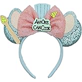 ZHENNAN Mouse Ears Headbands for Women, Glitter Remy Bows Ears Headbands for Men Ratatouille Costume Cartoon Themed Events Birthday Party Favor Hair Accessoires