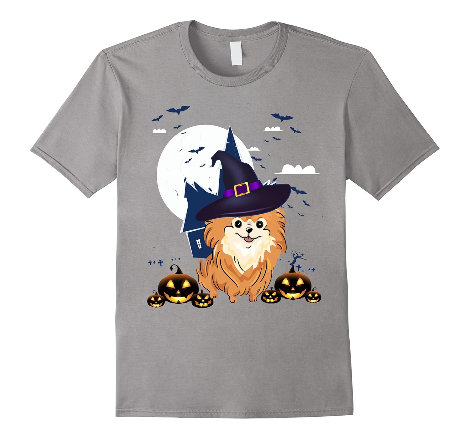 Happy Halloween Little Witch Pomeranian T-Shirt Dog Lovers-ANZ