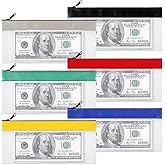 6 Pieces Money Bags with Zipper, Cash Envelopes Money Pouch Clear Bank Deposit Easter Decor Bag for Multi-Purpose Check Wallet Collectors (7.8×3.9 Inch)