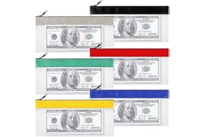 WSICSE 6 Pieces Money Bags with Zipper, Cash Envelopes Money Pouch Clear Bank Deposit Xmas Coin Bag for Multi-Purpose Check Wallet Collectors (7.8×3.9 Inch)