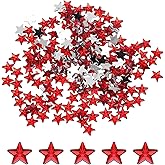 MECCANIXITY 200PCS Acrylic Star Rhinestone 8x8mm Flat Back Plastic Gems for Craft Bead Face Painting Costume Jewelry Making, Red