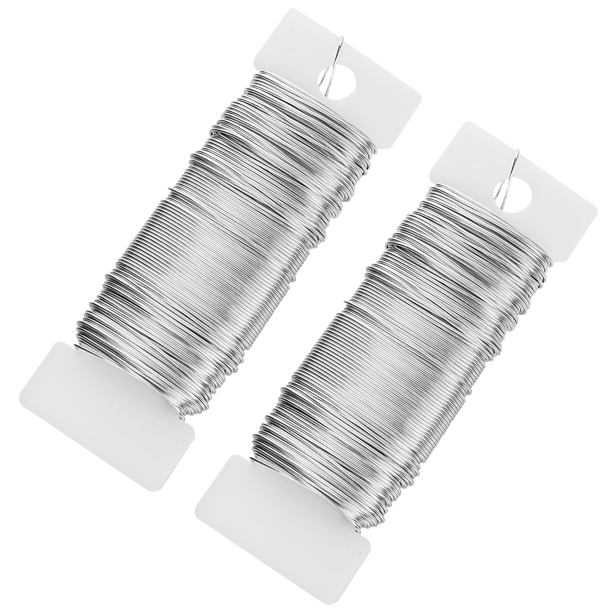 2 Rolls Silver Florist Wire for Wreath Making - 22 Gauge, 35m/Roll - Christmas, Garden Floral, Paddle Wire for Bouquets, Binding, Flower Arrangements, Craft Supplies