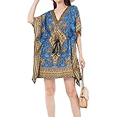 Divine threads Women’s Short Kimono Tunic Kaftan Plus Size Dashiki Caftan Summer Beach Wear