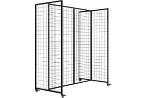 KORETECH Grid Wall Panels, Grid Wall with Wheels,4x5.5Ft Gridwall Panel Display Stand,Sturdy Art Display Panels, Grid Display Stand, Black