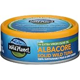 Wild Planet Wild Albacore Tuna in EVOO, 5 Ounce Can, Pack of 1 | Sustainable Pole &amp; Line Caught Tinned Tuna in Extra Virgin Olive Oil. Non-GMO, Gluten Free, Kosher, Dairy Free