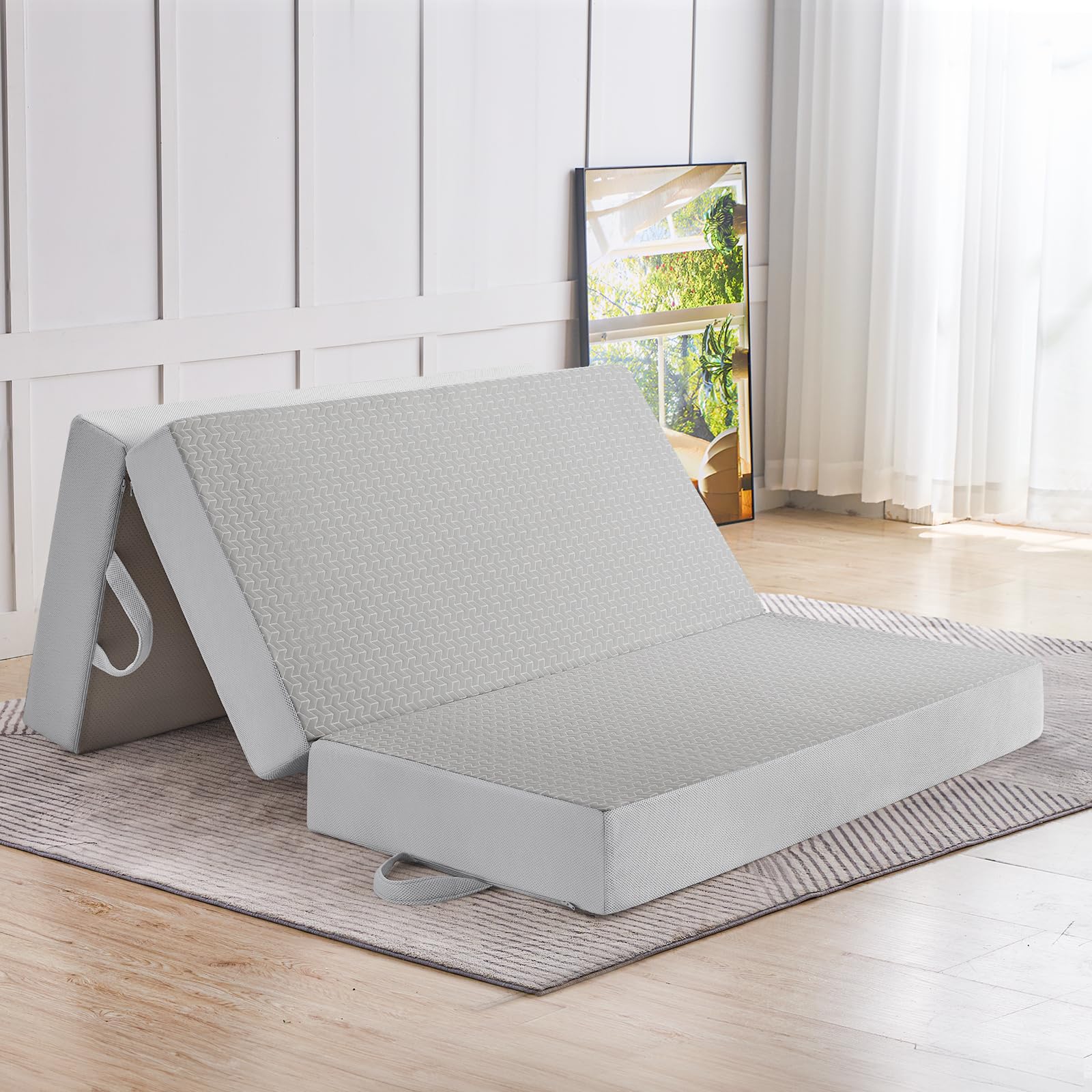 Photo 1 of ***NOT IN ORIGINAL PACKAGING ***CYMULA Folding Mattress Full Size,6 inch Memory Foam Tri Portable Trifold Mattress Topper Full with Breathable & Washable Cover, Foldable Guest Bed for Camping (52"×73"×6")