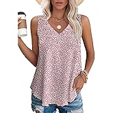 OFEEFAN Womens Tank Tops V Neck Sleeveless Flowy Loose Fit Basic Casual Summer Tops