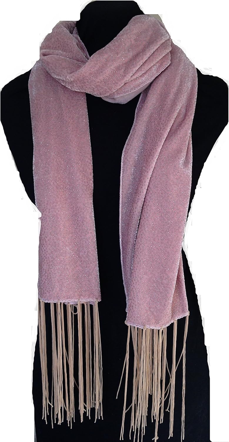 Pink Velvet devore silver sparkle scarf/wrap with tassels Lovely long
