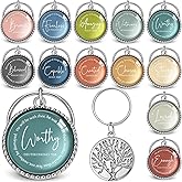Equsion 36 Pcs Christian Keychains Mini Bible Verse Keyring with Scripture Religious Church Gift for Women Men Easter Holiday Gifts (Morandi)