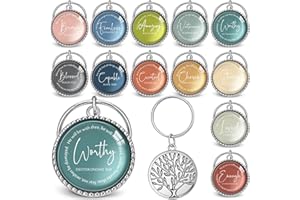 Equsion 36 Pcs Christian Keychains Mini Bible Verse Keyring with Scripture Quote Religious Church Gift for Women Men Christmas Favor (Morandi)