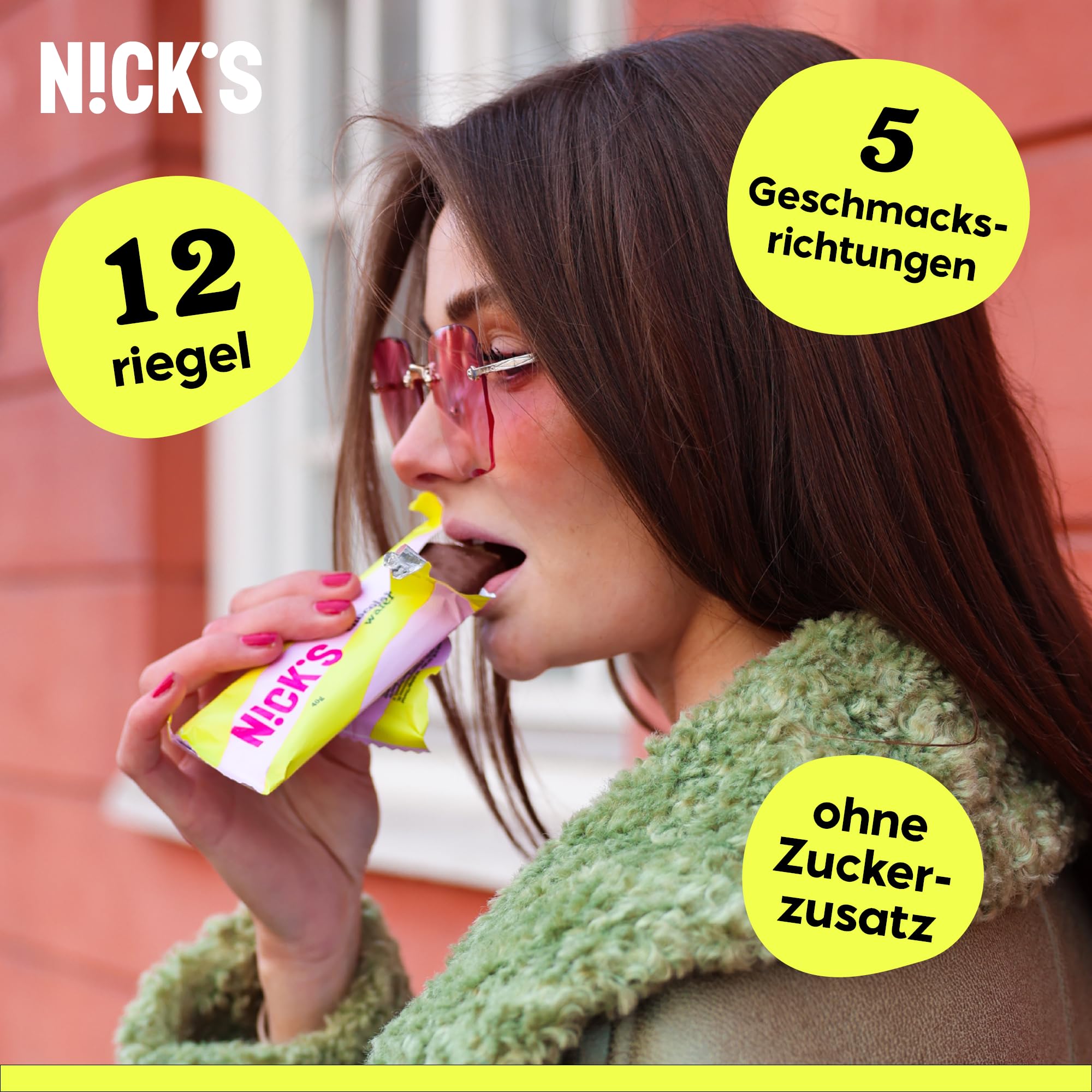 NICKS Schokolade Keto Riegel ohne Zuckerzusatz, Favoriten Mix box mit Schokoriegel Glutenfrei, Low carb Süßigkeiten ohne Palmöl (Probierpaket mit 12 Snacks bars) 4