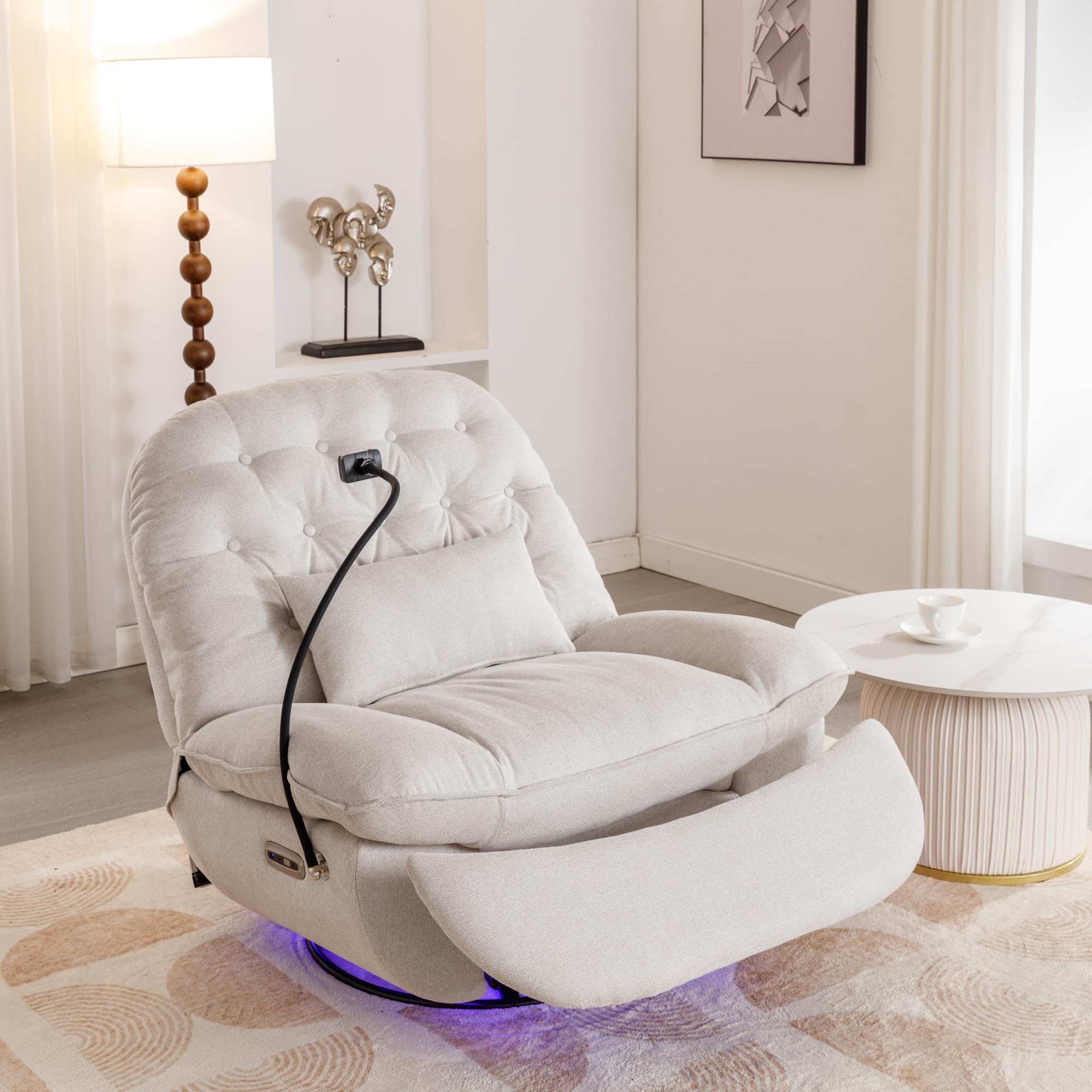 Merax Smart Power Recliner Chair with Voice Control, 270 Degree Swivel ...