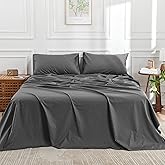 DOZ 100% Long Staple Cotton Sheet Sets, Classic Crisp Percale Weave, Breathable, Matte Finish, Hotel Style, Durable, 4pc – 2 Pillowcases 1 Fitted 1 Flat (Storm, Queen)