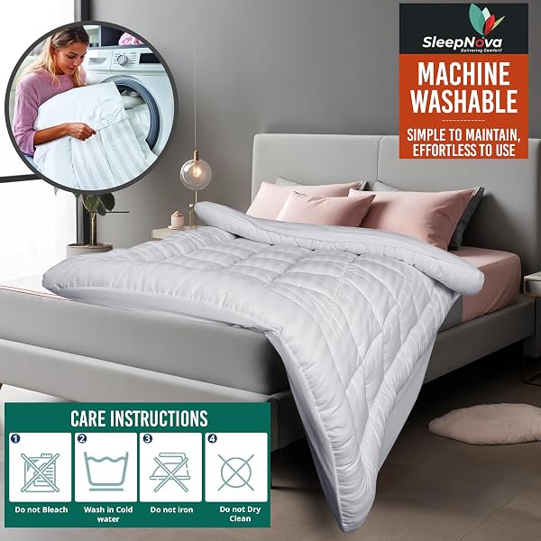 SLEEPNOVA’S COOLING MATTRESS TOPPER FULL – 100% COTTON PILLOW TOP THAT KEEPS YOU COOL, RELIEVES BACK PAIN & ADDS CLOUD-LIKE COMFORT WITH DEEP POCKET FIT (8”-21”), SOFT & MACHINE WASHABLE