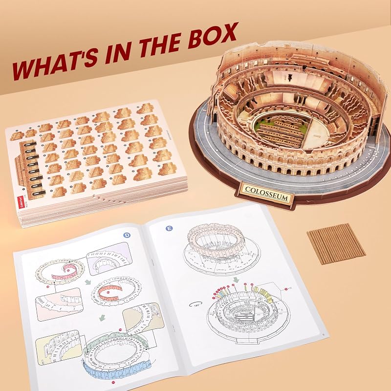 Puzzle 3D Colosseo Italia, Modellino Architettonico 163 Pezzi