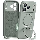 GolbinBox for iPhone 17 Pro Case with 360° Spin Magnetic Stand, [Compatible with MagSafe][Full Camera Protection],Full Body Shockproof Liquid Silicone Case with Ring Stand for 17 Pro 6.3'', Grey Green