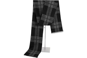 Mukidom Winter Scarf For Men Ultra-Soft Plaid Tassel Men Scarf Warm Soft Cashmere Feel 73"×12"