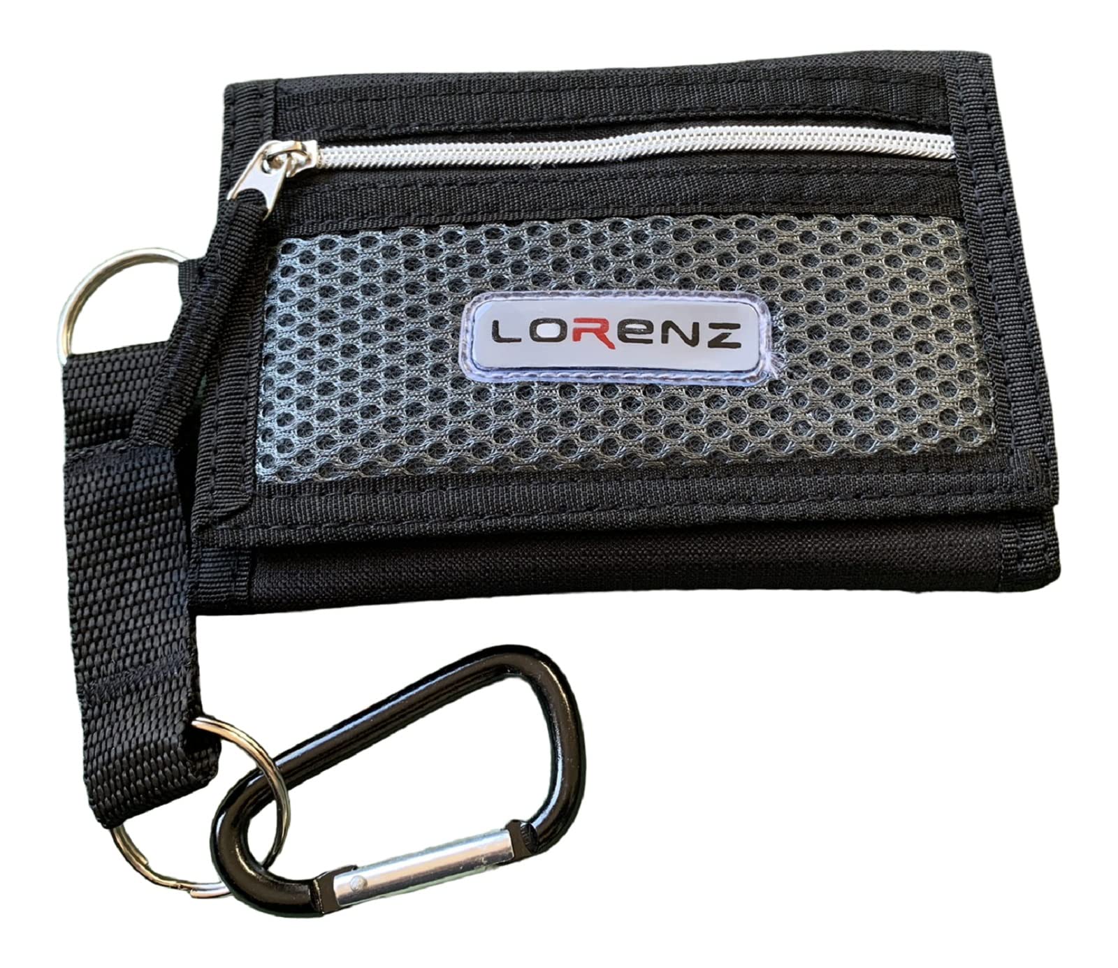 Lorenz Mens Slim Canvas Sports Wallet with Belt Hook - Black