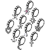 Tornito 10Pcs Dangle Nose Rings Hoop Butterfly Heart Moon Flower Star CZ Cartilage Earring Dangling Nose Body Piercing Jewelry 20G Silver Rose Gold Black Tone
