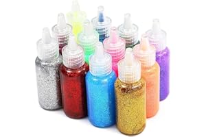 Bright Creations Glitter Glue for Crafts & Glue Pens - Easy-Squeeze Washable Bottles Bulk Multipack Craft Glitter - Pack of 12, 20 ml, Neon Metallic Colors