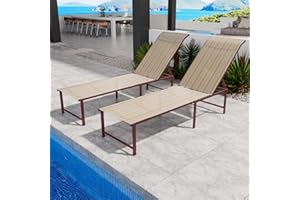 RICNOD Outdoor Pool Lounge Chairs Set of 2, Patio Aluminum Chaise Lounge, Five-Position Recliner Loungers for Poolside Yard Balcony Deck Beach (Purple)