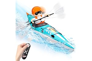 CANKETEC Kids RC Kayak Boat Toy,2.4 Ghz Remote Control Paddle Boat,Toddler Water Racing W/Light for Pools,Lake,Bathtub Summer Outdoor Water Toys Gift for Ages 6-12 Boys Girls